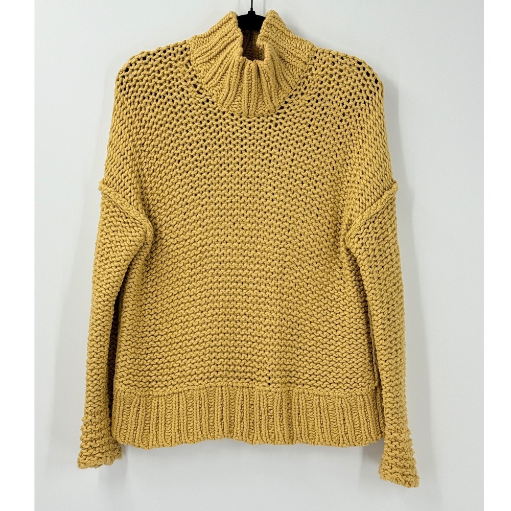 Free People My Only Sunshine Chunky Knit Turtleneck Sweater golden Yellow sz S